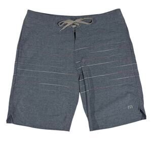 Travis Mathew Gray with Stripes Board Shorts Size 32 9" Inseam